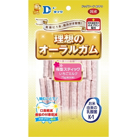 理想のオーラルガム 桜型スティック いちごミルク 75g(約30本入)